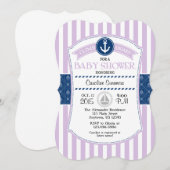 Lavender Blue Nautical Baby Dusche Einladung (Vorne/Hinten)