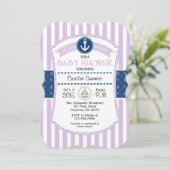 Lavender Blue Nautical Baby Dusche Einladung (Stehend Vorderseite)