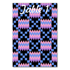 Lavender Blue Pink Kente Wedding Reception Table Tischnummer