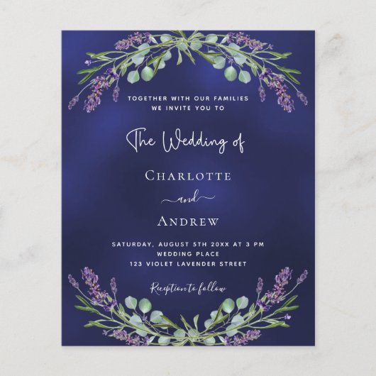 Lavender Blue QR UAWG Budget Einladung zur Hochzei (Vorderseite)