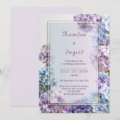 Lavender Blue Soft Focus Hydrangea Frame Wedding Einladung (Vorne/Hinten)
