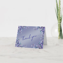 Lavender Blue Spring Lilac Florals Thank You Card Dankeskarte
