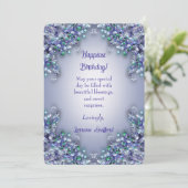 Lavender Blue Spring Lilacs Happiest Birthday Card Dankeskarte (Stehend Vorderseite)