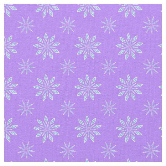 Lavender Blue White Star Snowflake Muster Stoff (Nahaufnahme)