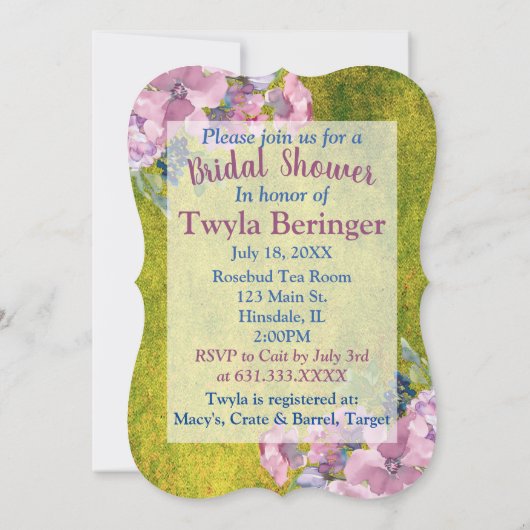 Lavender Blues Watercolor Brautparty Einladung (Rückseite)