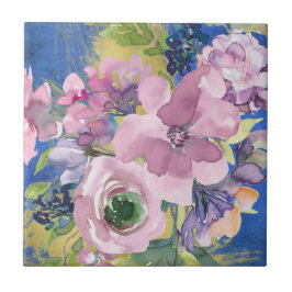 Lavender Blues Watercolor Floral Fliese
