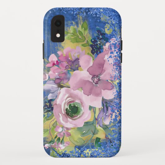 Lavender Blues Watercolor Glitzer Case-Mate iPhone Hülle (Rückseite)