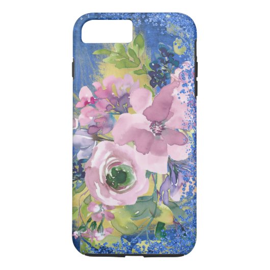 Lavender Blues Watercolor Glitzer Case-Mate iPhone Hülle (Rückseite)