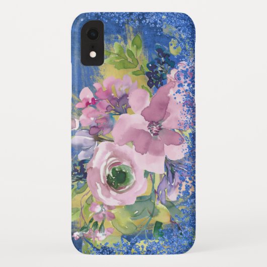Lavender Blues Watercolor Glitzer Case-Mate iPhone Hülle (Rückseite)