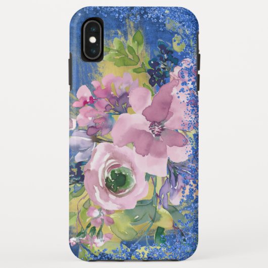 Lavender Blues Watercolor Glitzer Case-Mate iPhone Hülle (Rückseite)