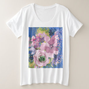 Lavender Blues Watercolor Glitzer Große Größe T-Shirt