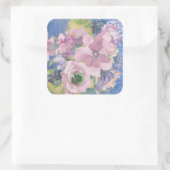 Lavender Blues Watercolor Glitzer Quadratischer Aufkleber (Tasche)