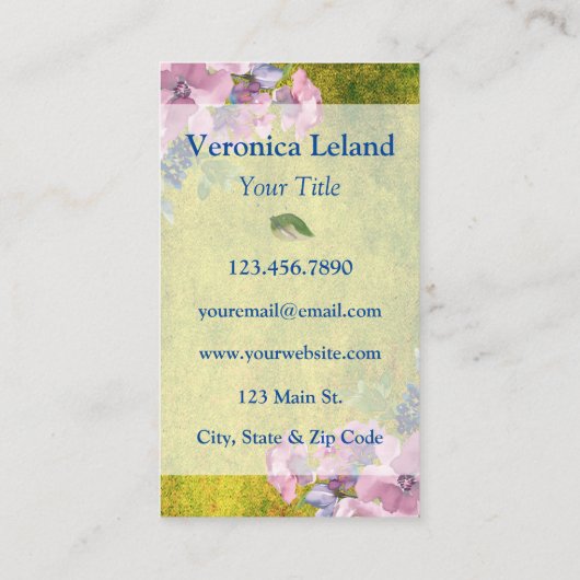 Lavender Blues Watercolor Glitzer Visitenkarte (Rückseite)