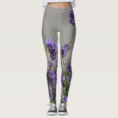 Lavender blüht botanisch-graue Leggings (Vorderseite)