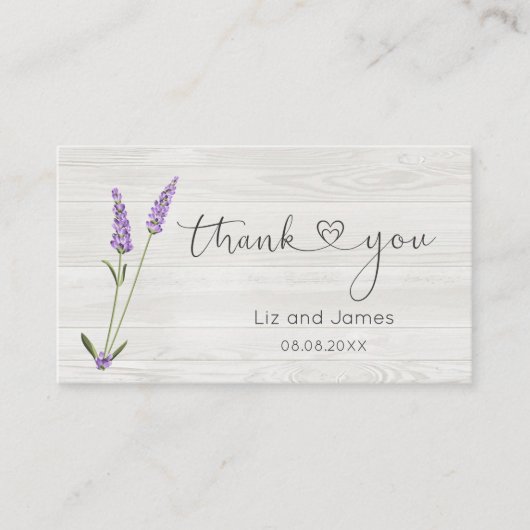Lavender Blume auf Wood Danke Platzkarte (Vorderseite)