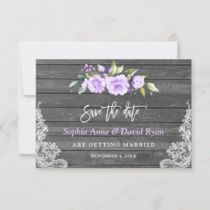 Lavender Blume Barn Wood Lace Wedding Save The Date