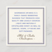 Lavender Blume Bienen Honey Ivory Dashed Border Quadratische Visitenkarte (Rückseite)