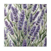 Lavender Blume Botanische Wasserfarbenwelt Fliese (Vorderseite)