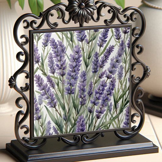 Lavender Blume Botanische Wasserfarbenwelt Fliese