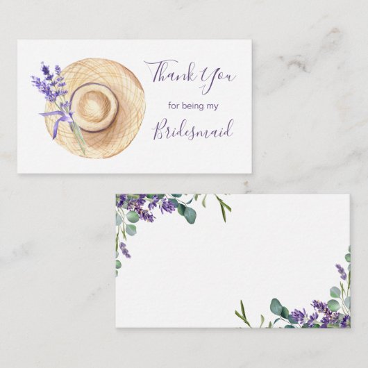 Lavender Blume Bridesmaid Danke, Enclosure Ca Begleitkarte (Vorne/Hinten)