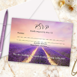 Lavender Blume Field Country Wedding RSVP Card Einladung