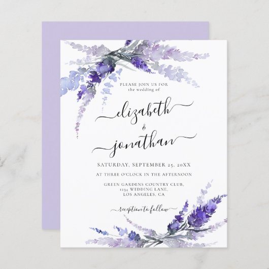 Lavender Blume Floral Lilac Budget Mauve Wedding (Vorne/Hinten)