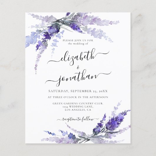 Lavender Blume Floral Lilac Budget Mauve Wedding (Vorderseite)