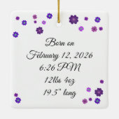 Lavender Blume Geburtshilfe Foto-Gedenk Keramikornament (Rückseite)