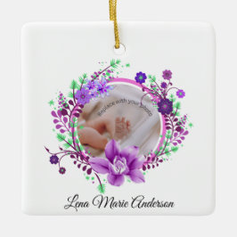 Lavender Blume Geburtshilfe Foto-Gedenk Keramikornament