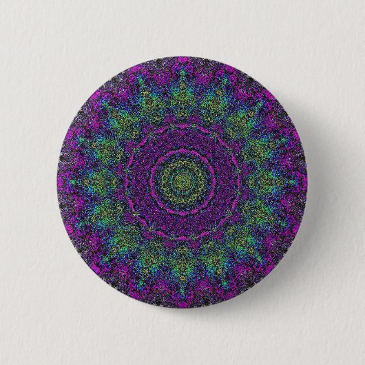 Lavender Blume Lila Abstrakt Mandala Button (Vorderseite)