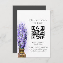 Lavender Blume Moderner QR-Code für Blumenhochzeit RSVP Karte