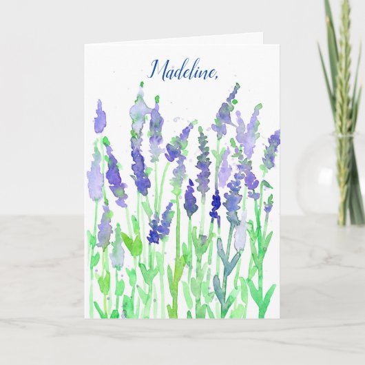 Lavender Blume Personalisiert Happy Birthday Karte (Vorderseite)