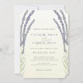 Lavender Blume Sprigs Gelbe Hochzeit Einladung (Vorderseite)