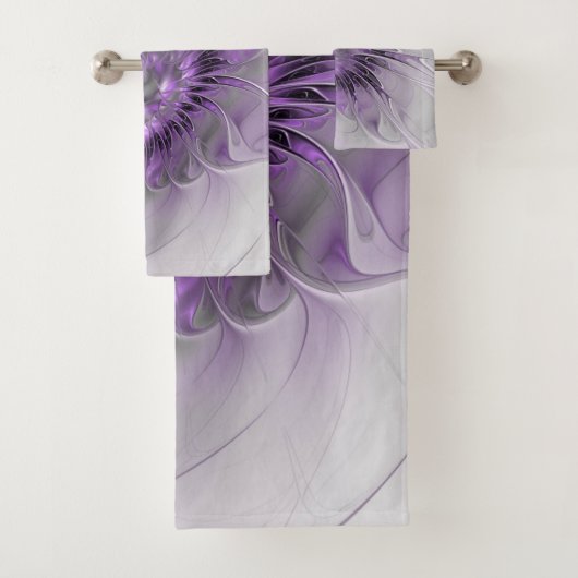 Lavender Blume Traumhaft Modernes Abstraktes Frakt Badhandtuch Set (Insitu)