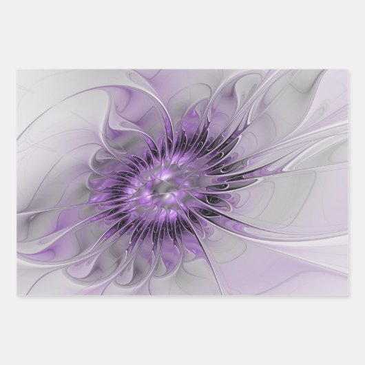 Lavender Blume Traumhaft Modernes Abstraktes Frakt Geschenkpapier Set (Vorderseite 2)