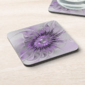 Lavender Blume Traumhaft Modernes Abstraktes Frakt Getränkeuntersetzer (Linke Seite)