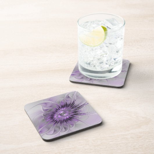 Lavender Blume Traumhaft Modernes Abstraktes Frakt Getränkeuntersetzer (Rechte Seite)
