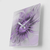 Lavender Blume Traumhaft Modernes Abstraktes Frakt Quadratische Wanduhr (Winkel)