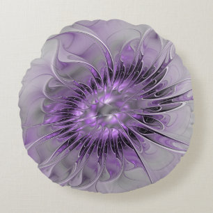 Lavender Blume Traumhaft Modernes Abstraktes Frakt Rundes Kissen
