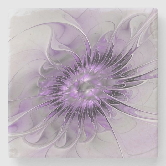 Lavender Blume Traumhaft Modernes Abstraktes Frakt Steinuntersetzer (Vorderseite)
