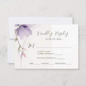 Lavender Blume Wasserfarbene Hochzeitsmahlzeiten RSVP Karte (Vorderseite)