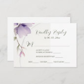 Lavender Blume Wasserfarbene Hochzeitsmahlzeiten RSVP Karte (Vorne/Hinten)