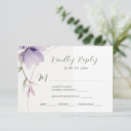 Lavender Blume Wasserfarbene Hochzeitsmahlzeiten RSVP Karte