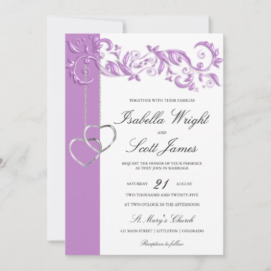 Lavender Blumendesign Einladung (Vorderseite)