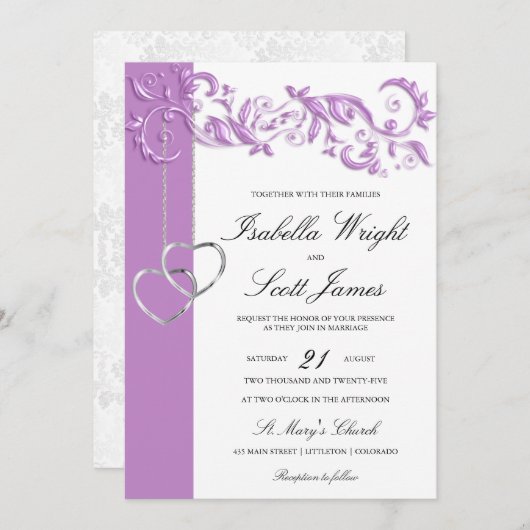 Lavender Blumendesign Einladung (Vorne/Hinten)