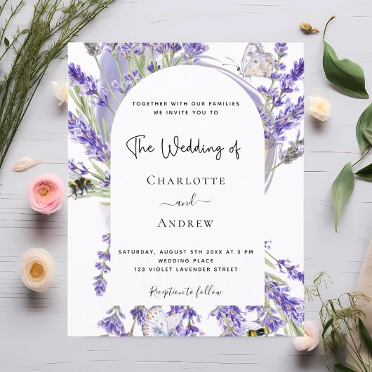 Lavender Blumengarten Einladung zur Hochzeit Flyer