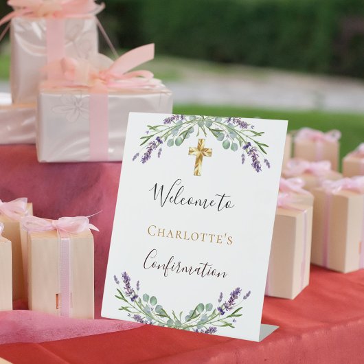 Lavender Blumengrün Bestätigung Sockelschild