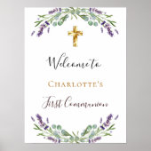 Lavender Blumengrün Erster Kommunion Empfang Poster (Vorne)