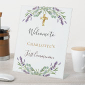 Lavender Blumengrün Erster Kommunion Empfang Sockelschild (In Situ)