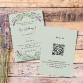 Lavender Blumengrün Salbei QR Hochzeit Einladung